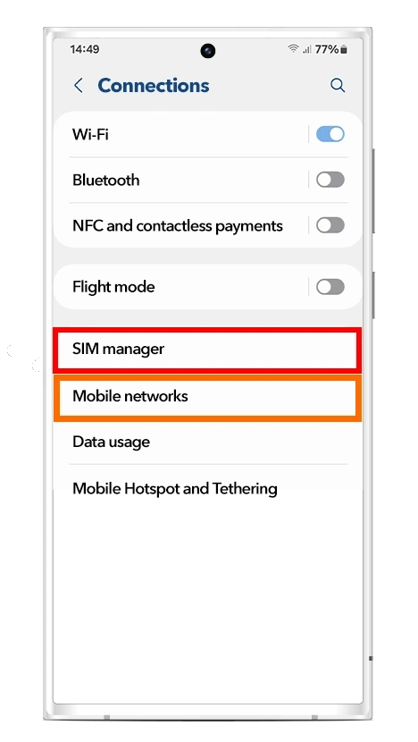 Data roaming eSIM